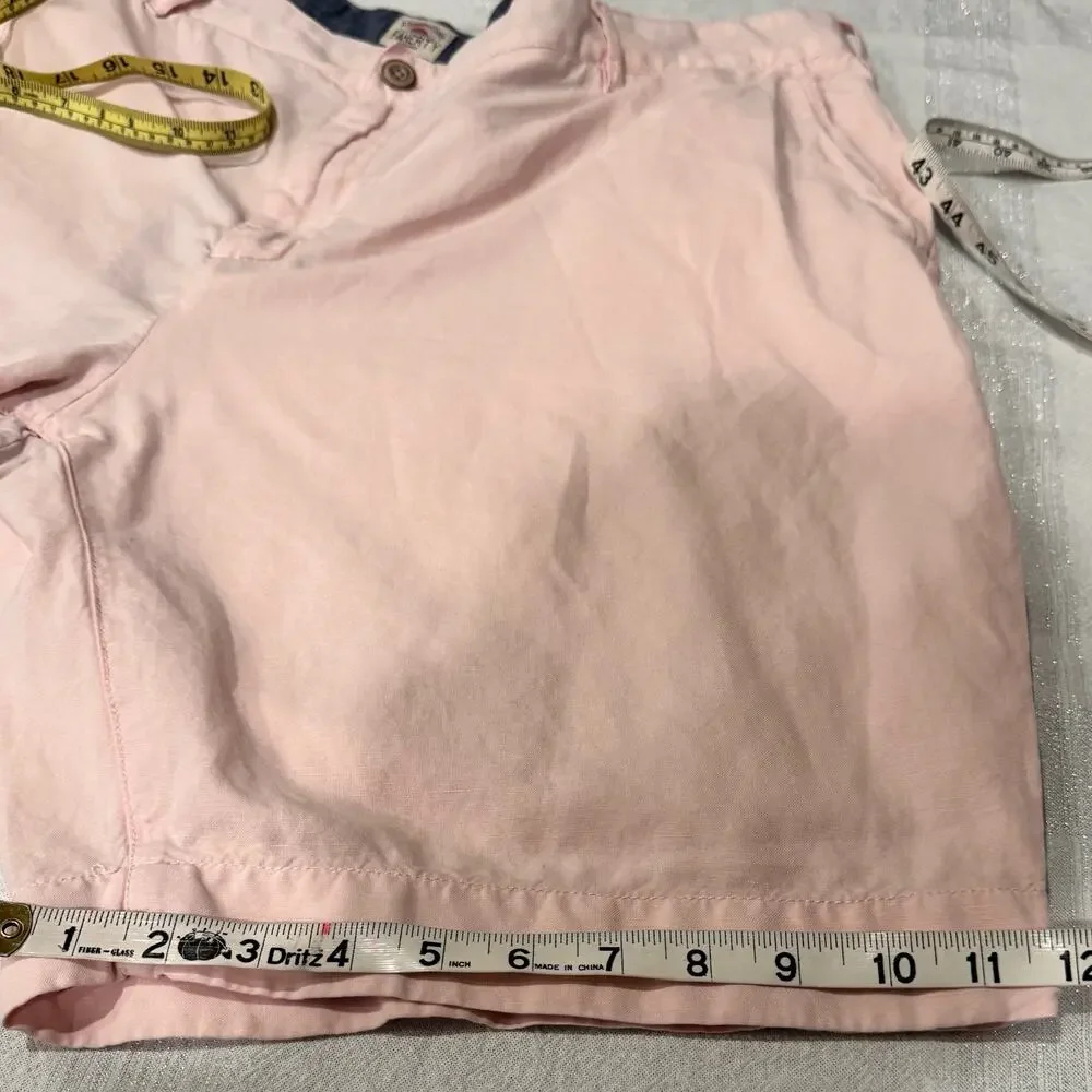 Faherty Malibu Linen Cotton Chino Shorts 42 Summer Pink Flat Front